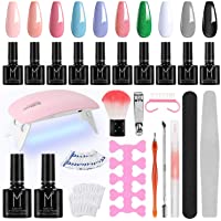 Winload Kit Uñas Semipermanentes- 10 Colores Esmalte Semipermanente en Gel 10ml- Lámpara UV LED para Uñas 6W- Soak Off…